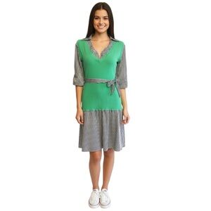 Babe & Co Green Black White Sweater Dress Medium